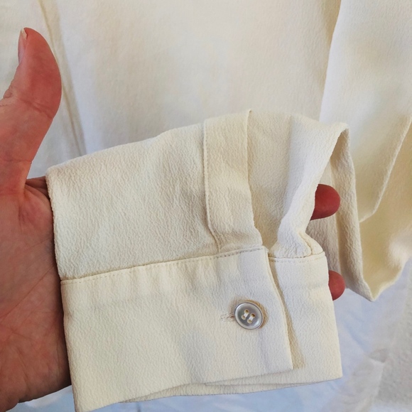MIchael Kors Collection Cream Crepe Silk Blouse 14 - Picture 4 of 6